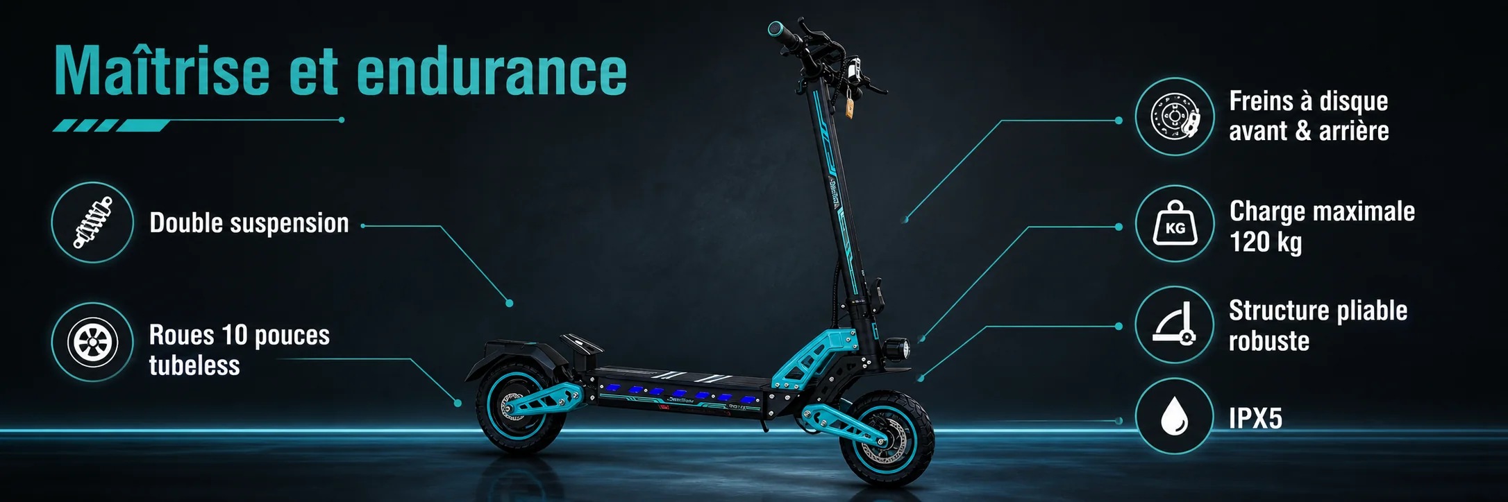 Trottinette Électrique DRIVETRON DT10 52V — dimensions et ergonomie