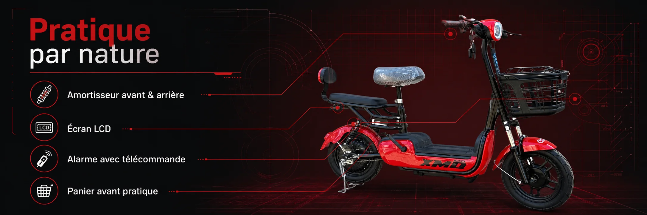 Cyclomoteur XMD 400 Lithium 48V 15Ah – EMOVE — dimensions et ergonomie