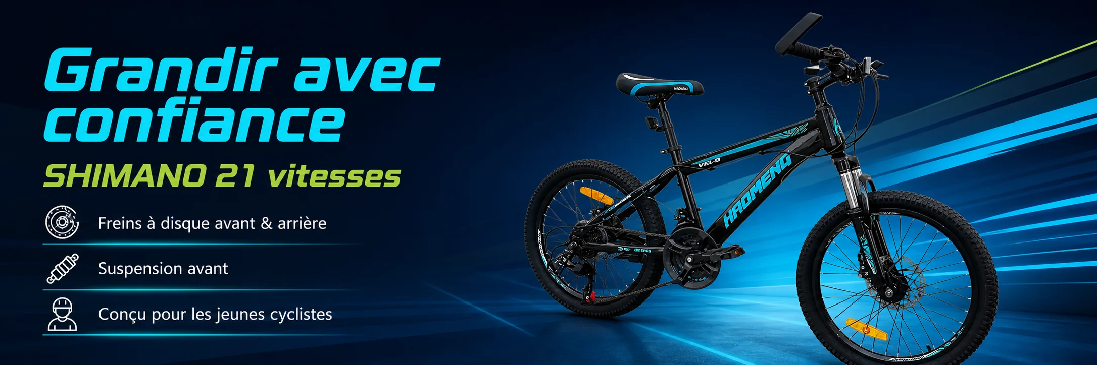 Vélo VTT HAOMENG 20 POUCES — puissance et autonomie