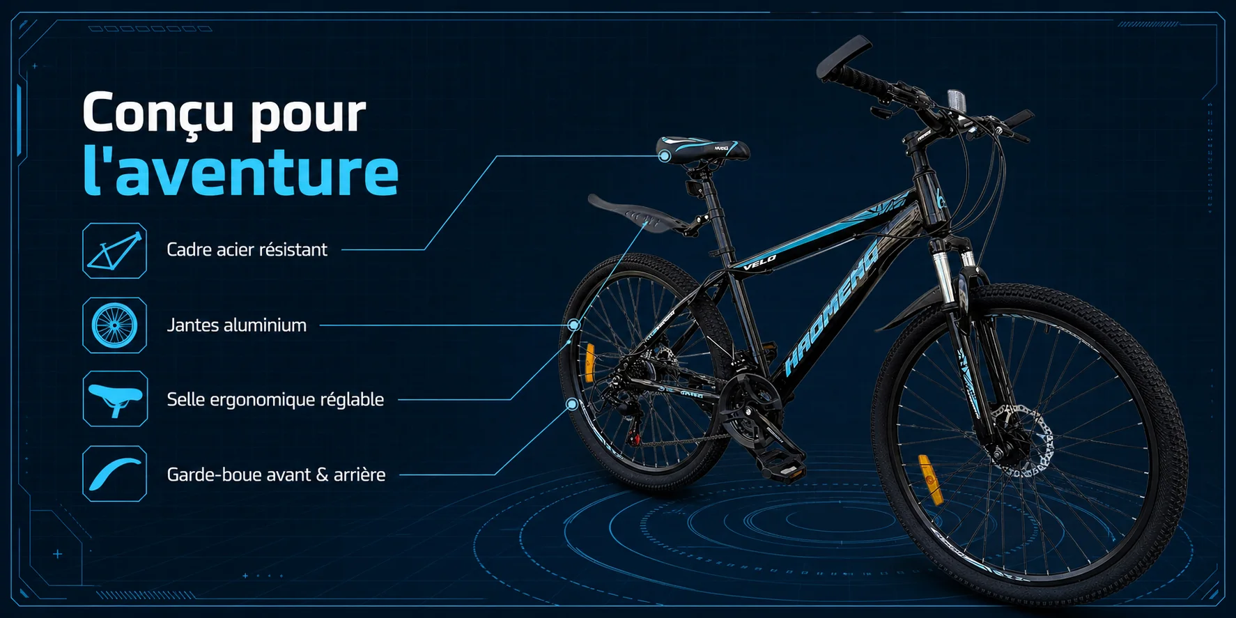 Vélo Madame Haomeng 26 Pouces — dimensions et ergonomie