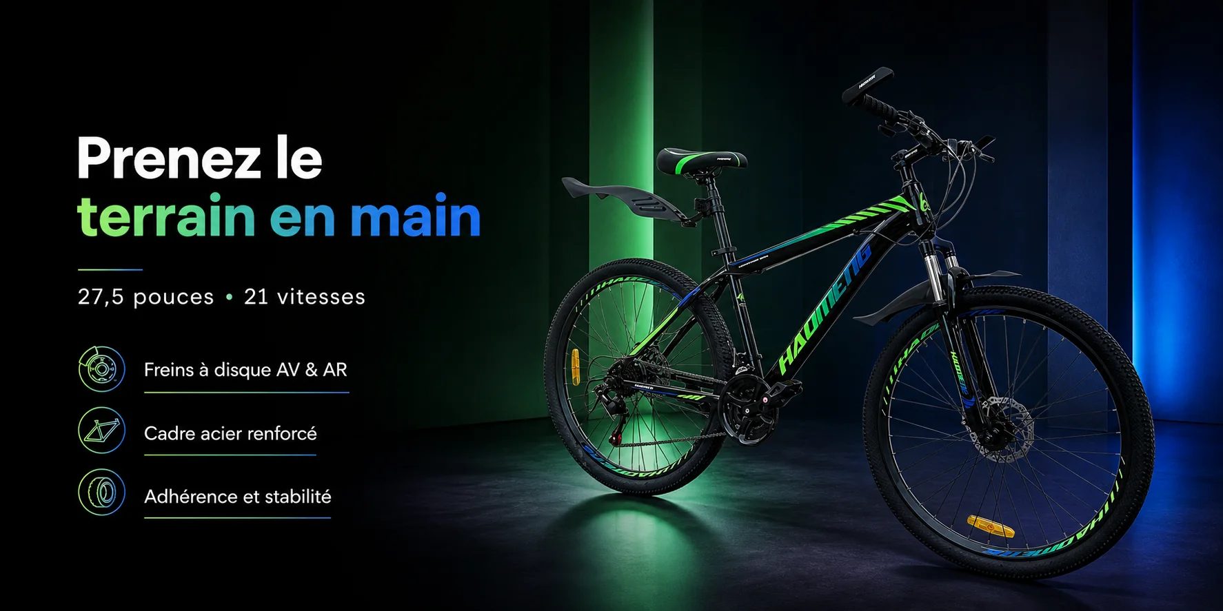 Vélo VTT HAOMENG SPECIAL MTB 27,5 Pouces — puissance et autonomie