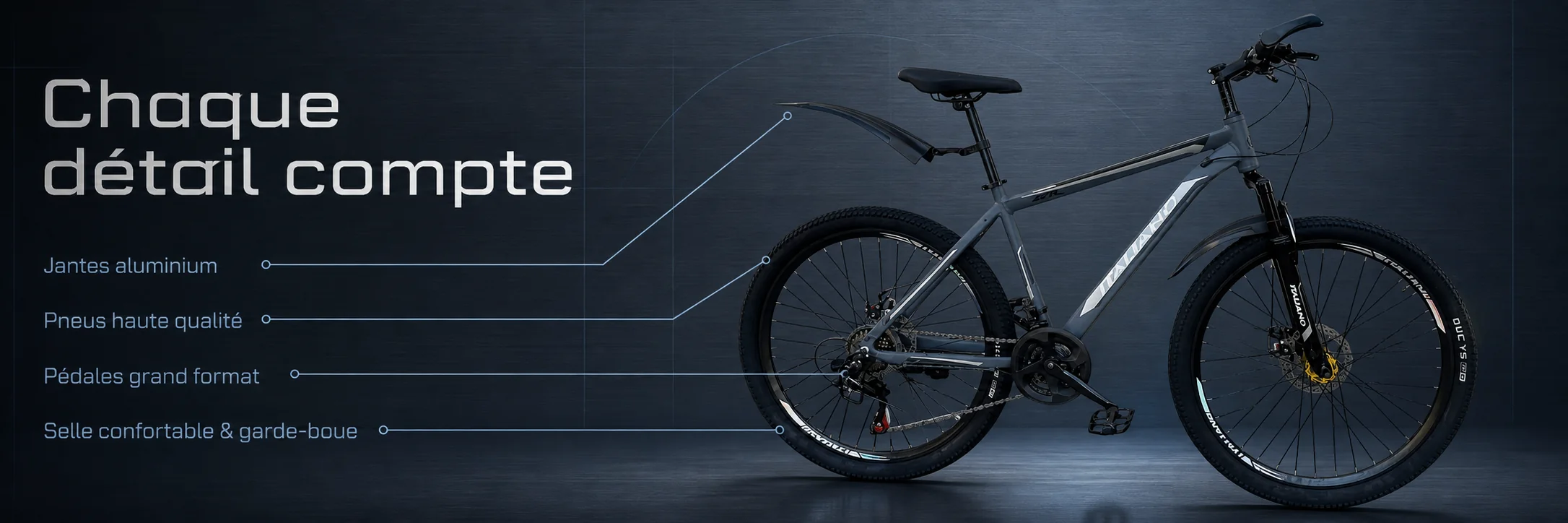 Vélo VTT ALUMINIUM ITALIANO GTR 26 Pouces — dimensions et ergonomie