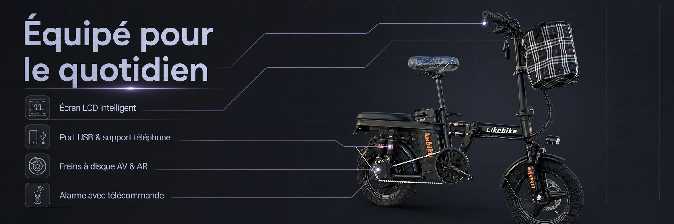 Vélo Électrique A10 Pro Pliable 48V – LIKEBIKE — dimensions et ergonomie