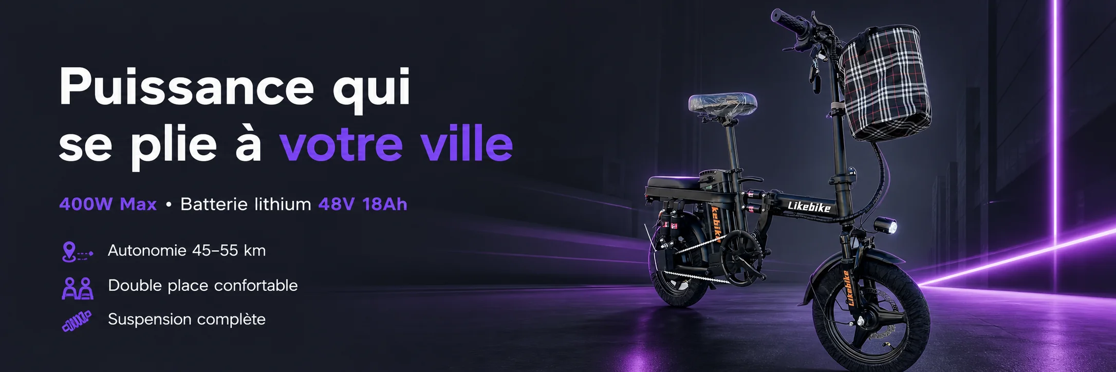 Vélo Électrique A10 Pro Pliable 48V – LIKEBIKE — puissance et autonomie