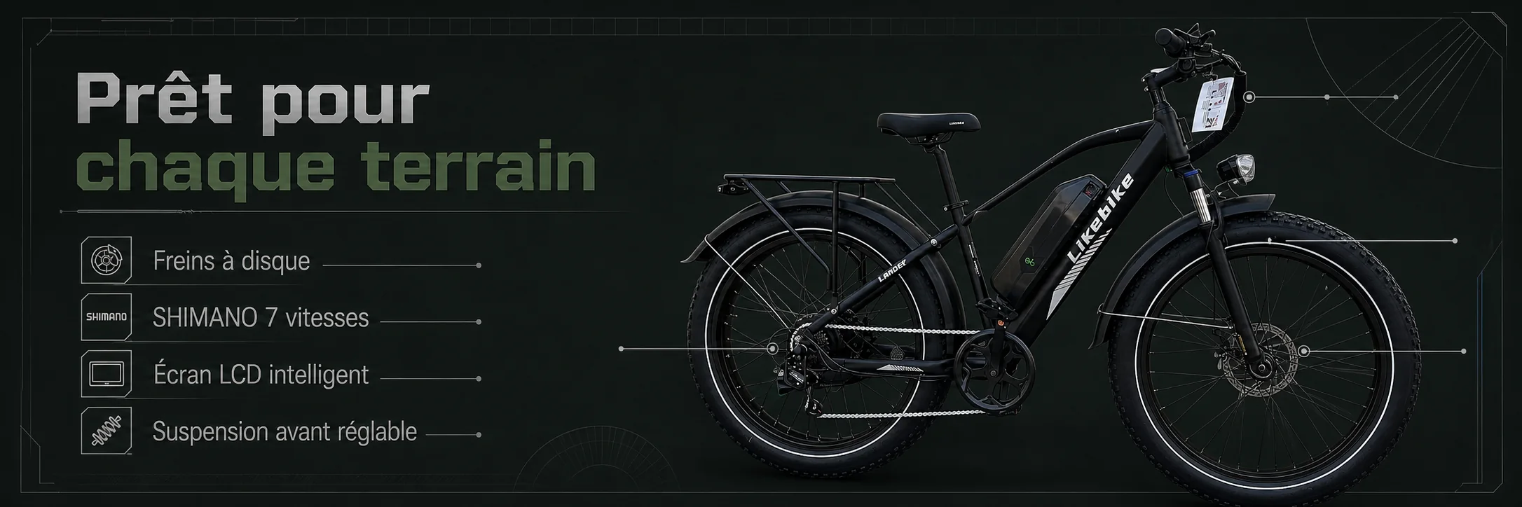 Vélo Électrique Likebike Lander Ebike Pro 48V — dimensions et ergonomie