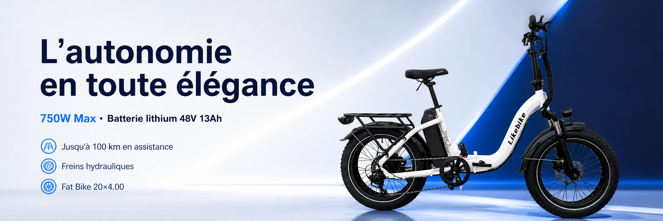 Vélo Électrique SHINE S PRO Ebike Pliable 48V - LIKEBIKE — puissance et autonomie