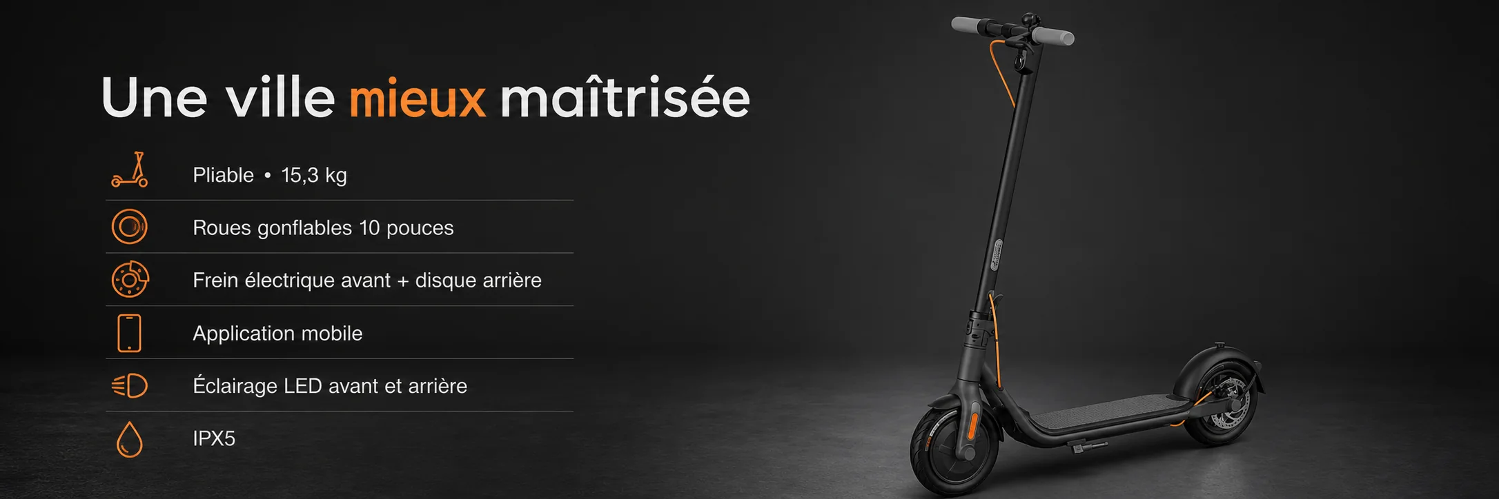 Trottinette Électrique Ninebot F25E - SEGWAY — dimensions et ergonomie