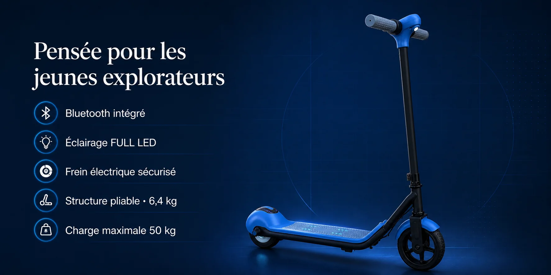 Trottinette électrique pour enfants Phantom Bluetooth 24V — dimensions et ergonomie