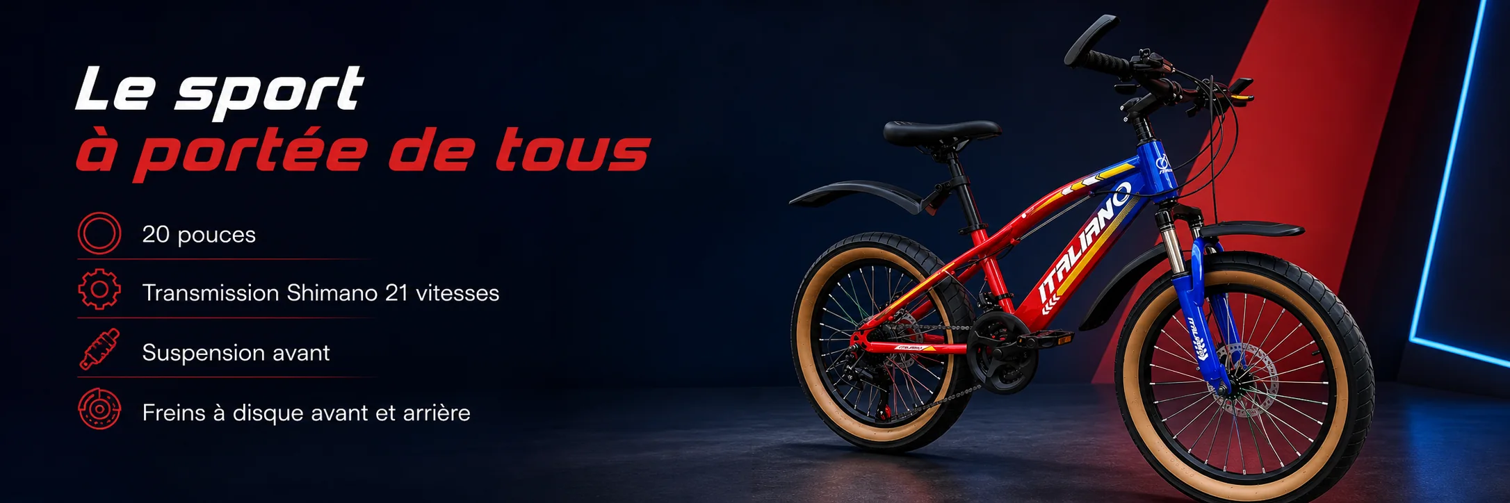 Vélo VTT SPORT BIKE 20 Pouces — puissance et autonomie