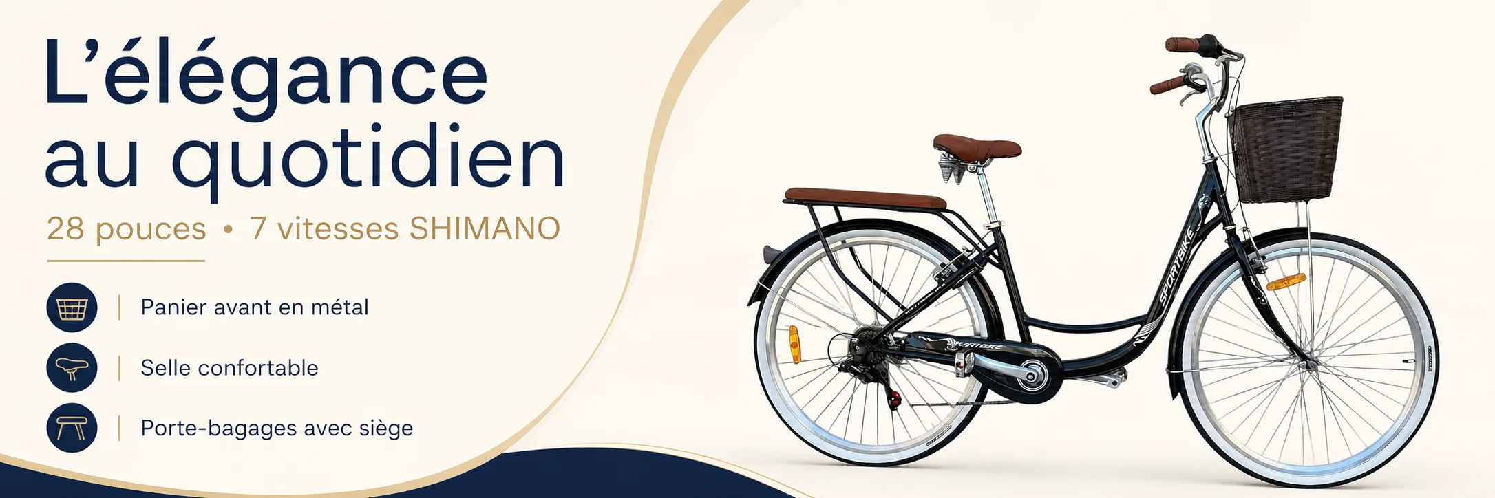 Vélo Madame Classique SPORTBIKE 28 Pouces — puissance et autonomie