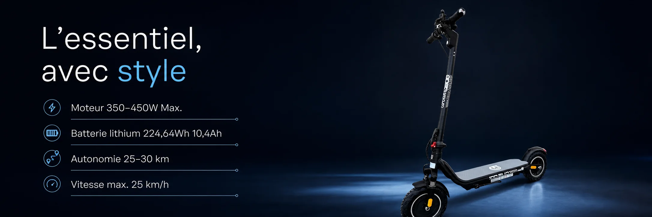 Trottinette Électrique Urban Glide Evo 100 — puissance et autonomie