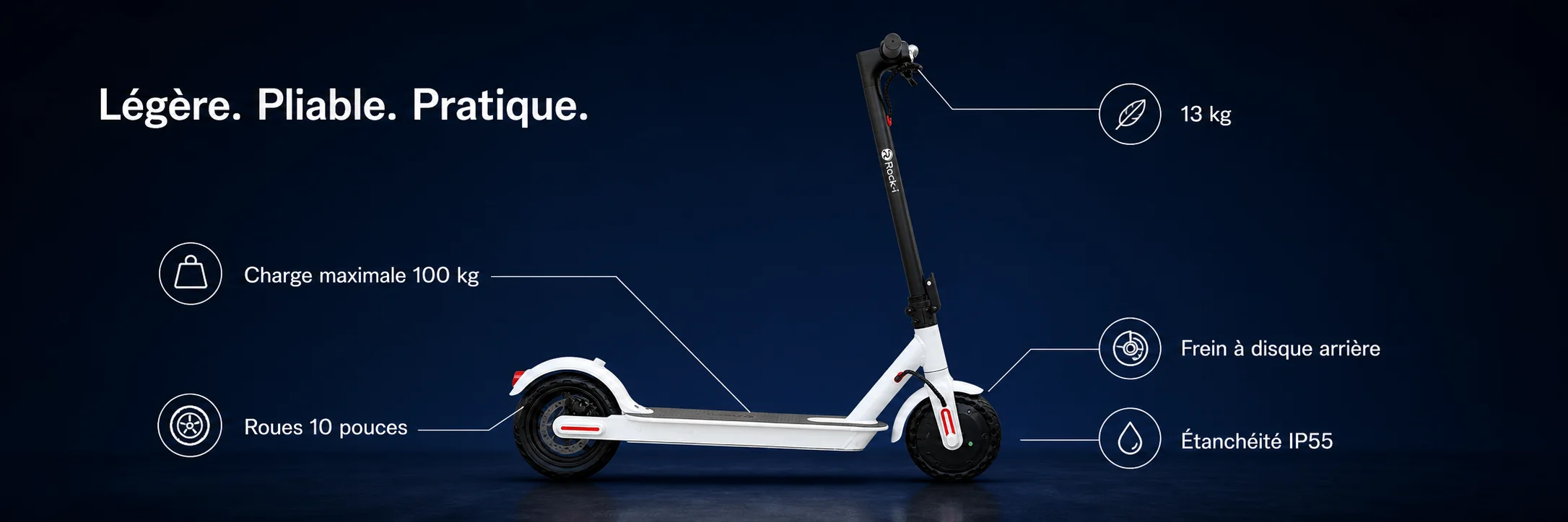 Trottinette Électrique ROCK-I X1 GLIDE — dimensions et ergonomie