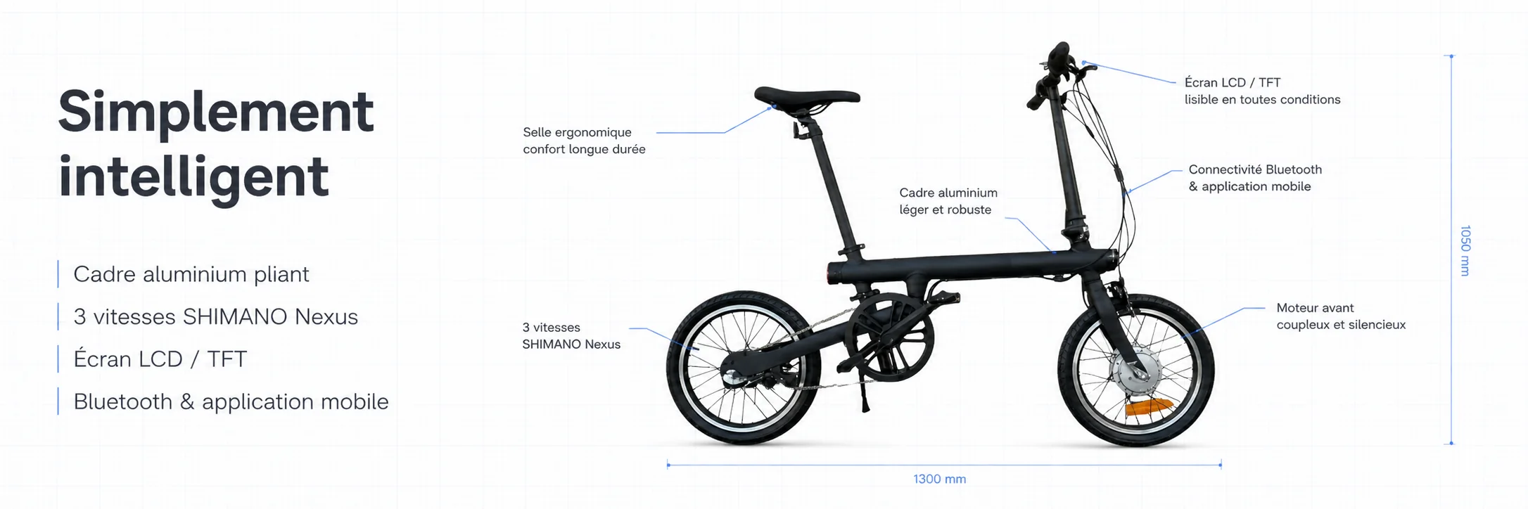 Vélo électrique XIAOMI FOLDING BIKE — dimensions et ergonomie